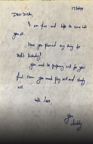 A letter from C.M Dwivedi to his daughter Diksha dwivedi