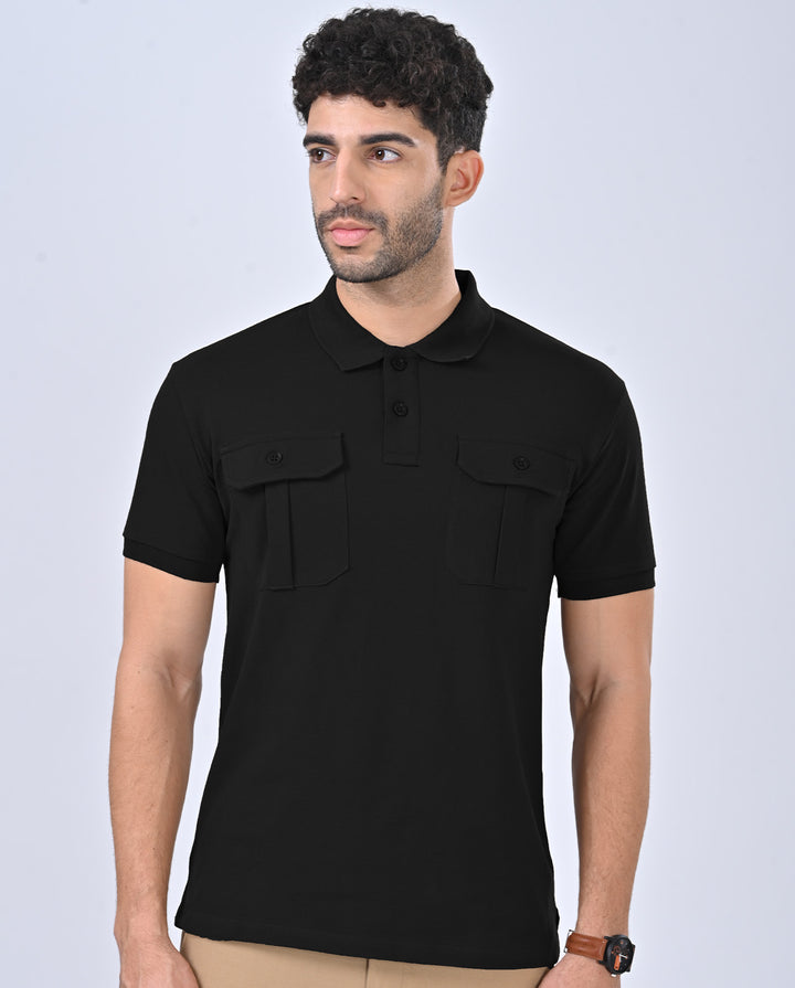 Aero Cargo Black Polo T-Shirt