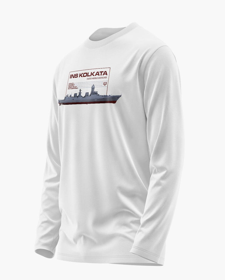 INS KOLKATA CLASS GUIDED MISSILE DESTROYER Full Sleeve T-Shirt - Aero Armour
