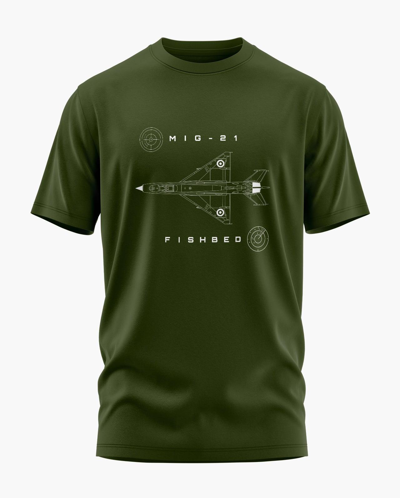 MiG 21 Fishbed Blueprint T-Shirt - Aero Armour