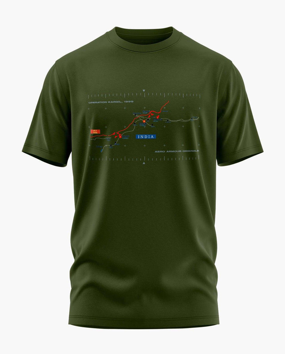 Kargil Route Map T-Shirt - Aero Armour
