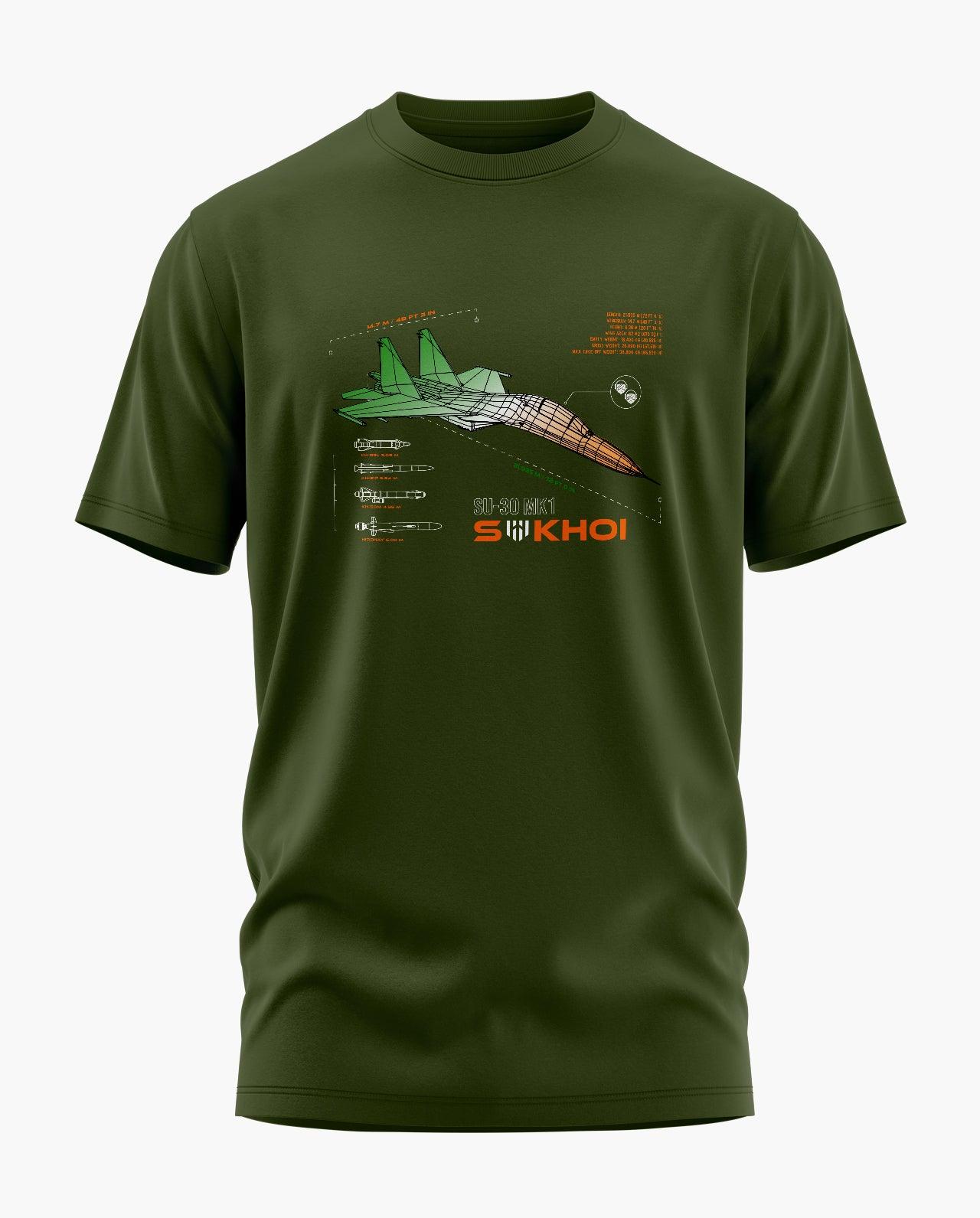 Sukhoi SU-30 MKI India Blueprint T-Shirt - Aero Armour